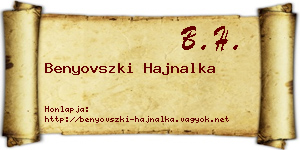 Benyovszki Hajnalka névjegykártya
